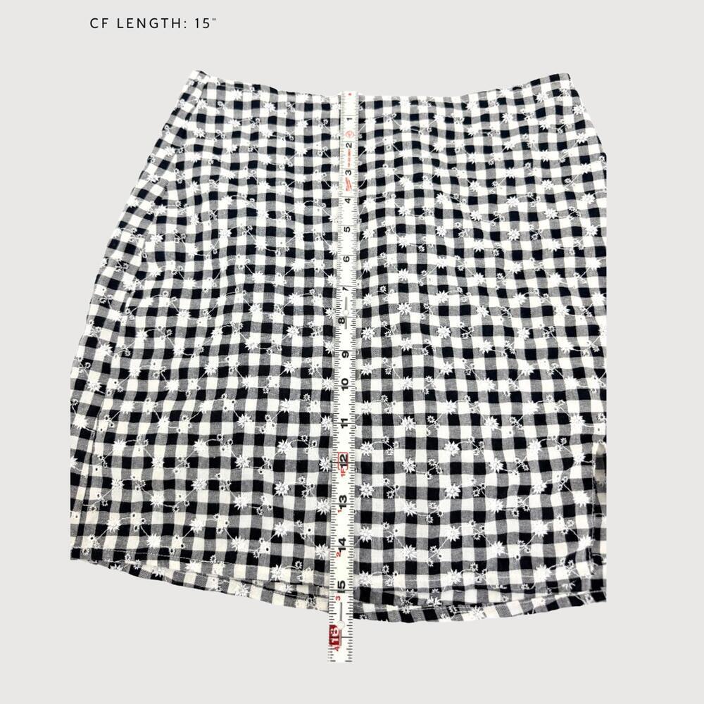 Le Lis Gingham Embroidered Mini Skirt Black White S - Picture 8 of 9